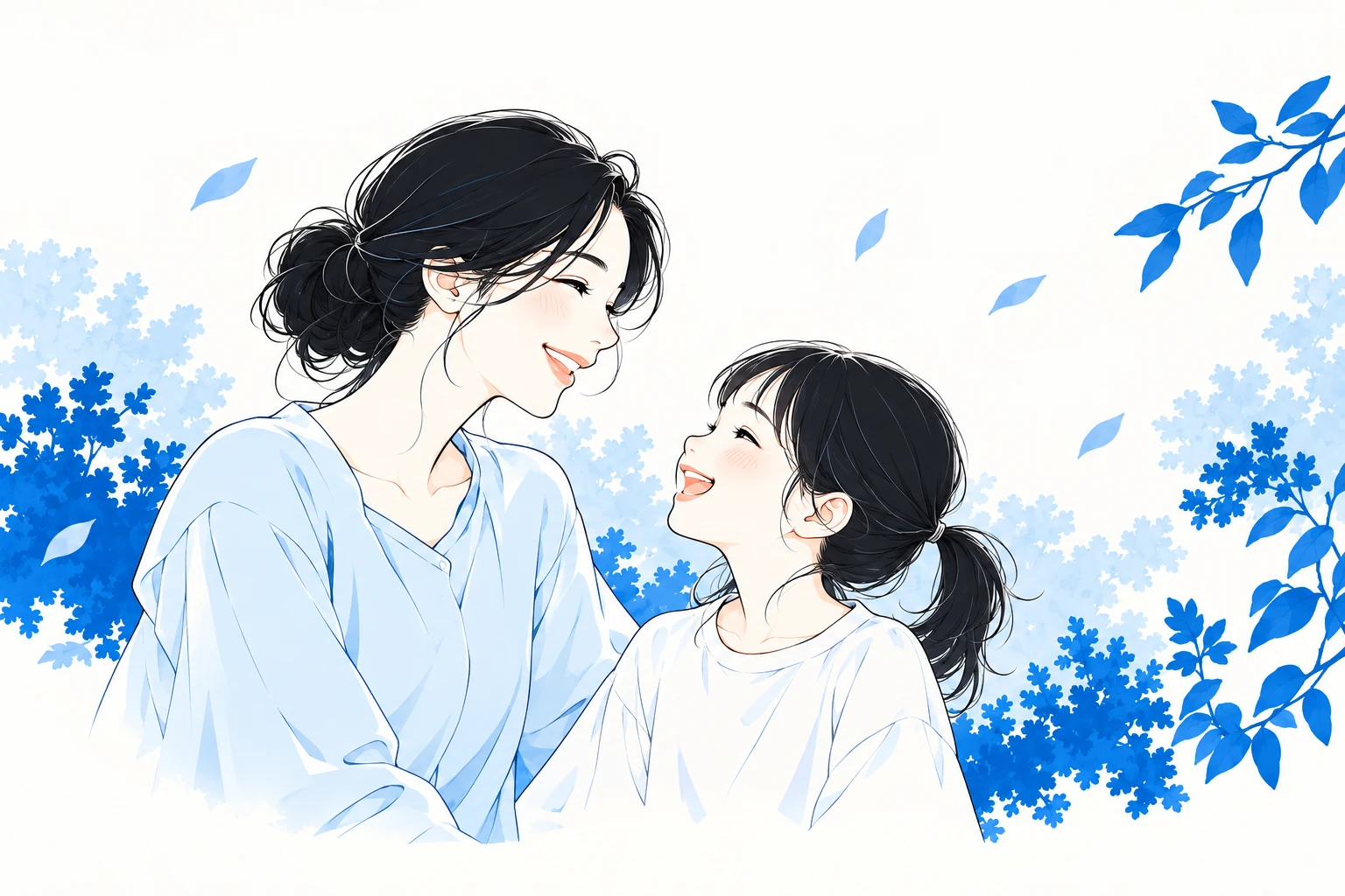 やさしく言葉を交わす親子のイラスト